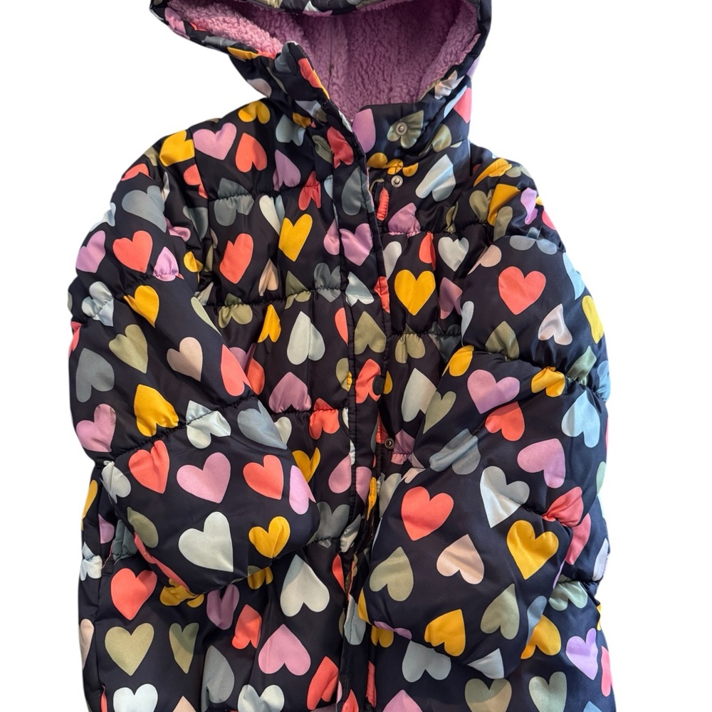 Carter's Multicolor Heart Puffer Jacket size 6X zipper closure winter outdoor